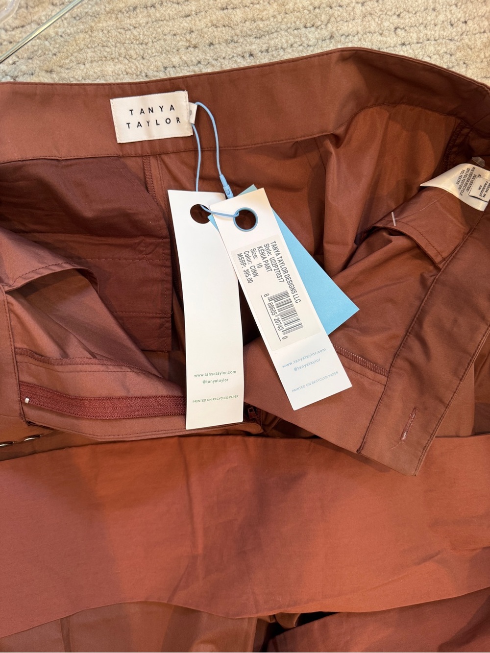 Tanya Taylor Women’s Chocolate Brown Wide-Leg Pants with Tie Crop Top - Picture 4 of 4
